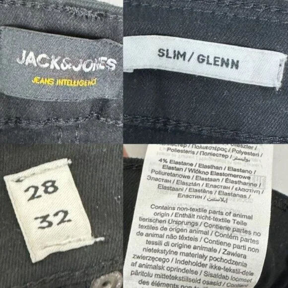 Jack & Jones Stretch Slim Glenn Fit Black Denim Jeans Mens Size 28 x 32 Pant NEW - Picture 6 of 15